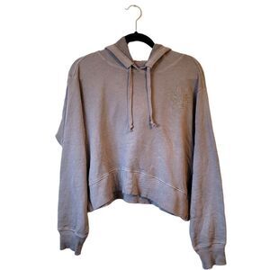 Daily Practice Anthropologie Washed Grey Floral Embroidered Hoodie Size M